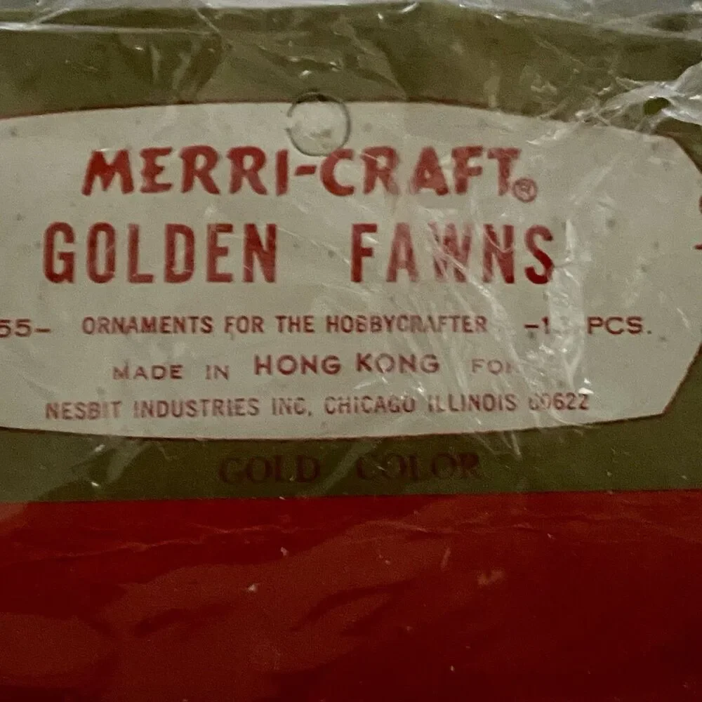 Vintage Merri Craft Gold Color Deer Fawn Decorating DIY Craft Christmas Minis